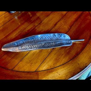 Silver decorative leaf - 22” long by 4 1/2 “ wide - great as an accent piece!